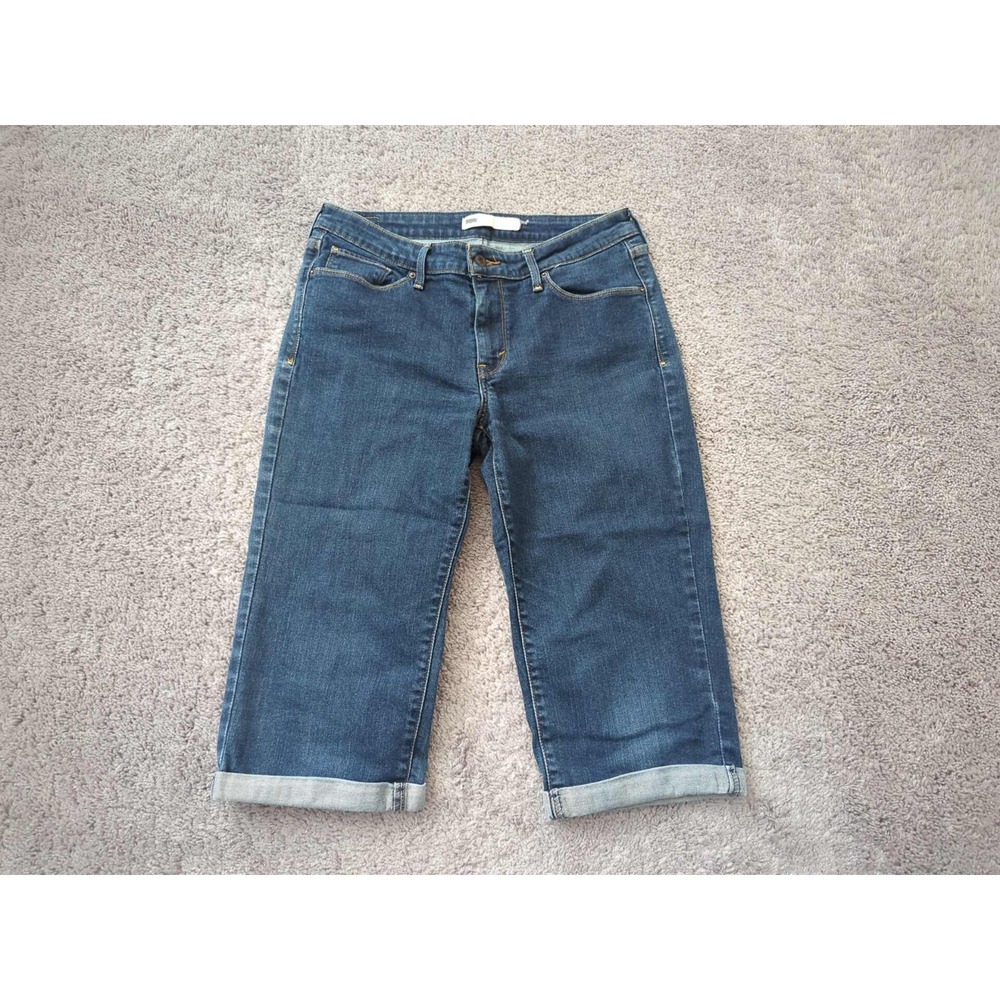 Levis's Capri Jeans Womens‎ 30 Blue Denim Mid Rise Cuffed Stretch Casual